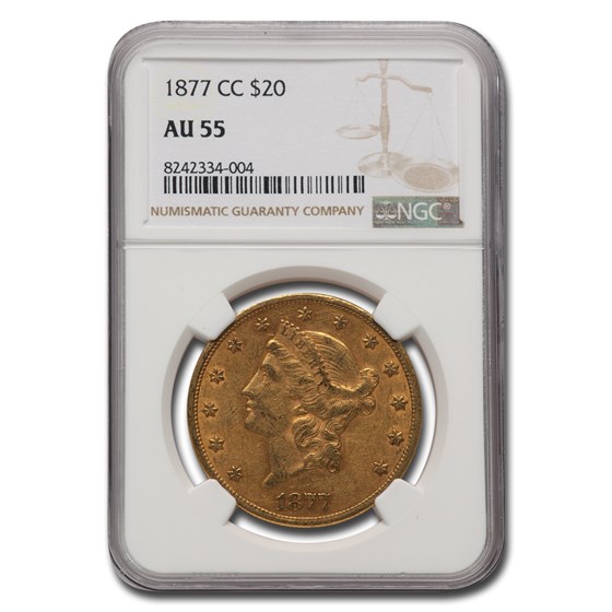 1877-CC $20 Liberty Gold Double Eagle AU-55 NGC 1877-CC $20 Liberty Gold Double Eagle AU-55 NGC